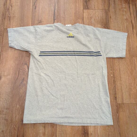 Y2K Adidas Adult Large Shirt Center Logo Stripe Heather Soccer Retro Sports Run - Picture 7 of 7